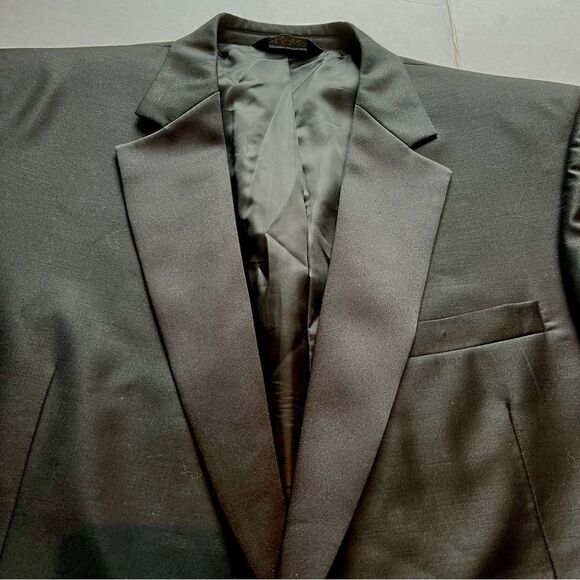Jos A Bank Men's Wool Tuxedo Coat Black smooth surface Size 46 LG - Picture 3 of 9